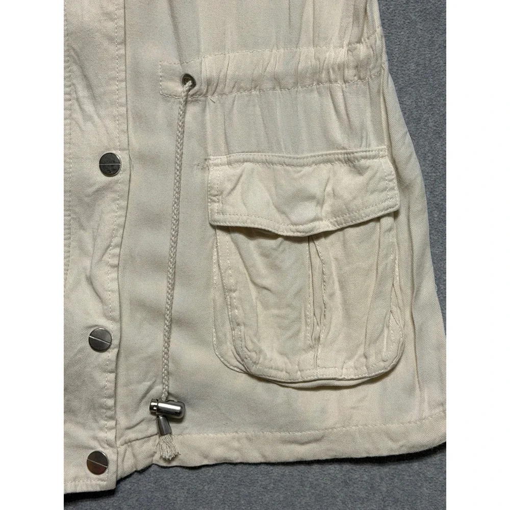 Ashley by 26 International Cream Floral Embroidered Utility Vest‎ XL Downtown